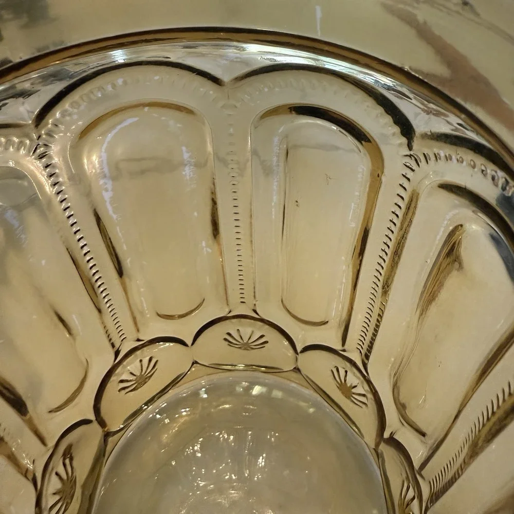Vintage Golden Amber Glass Canister Cookie Jar Gothic Arch Apothecary 11